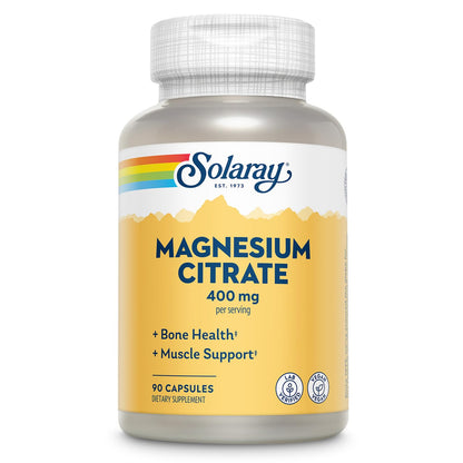 SOLARAY Magnesium Citrate 400mg | Enhanced Absorption, Vegan & Gluten Free
