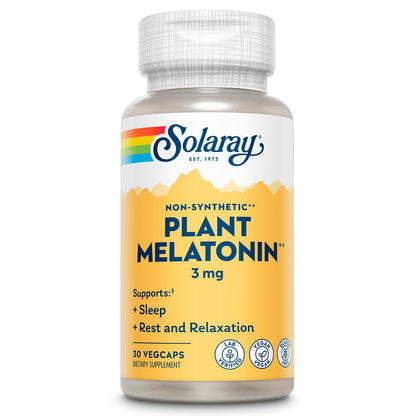 Solaray Plant Melatonin 3 mg with Somato – Tomato-Derived Sleep Aid, Vegan, Gluten Free | 30 Servings