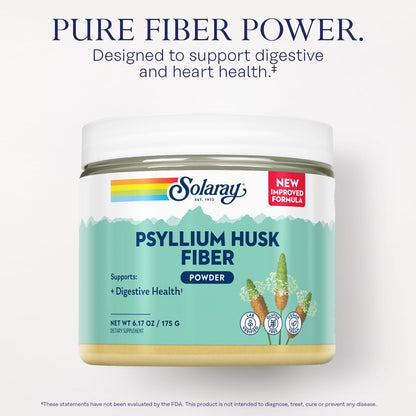 SOLARAY Psyllium Husk Powder - 3 g Soluble Fiber, Gluten Free & Soy Free | 50 Servings
