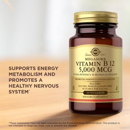 Solgar Vitamin B12 5000 mcg – 30 Nuggets | Vegan, Non-GMO, Gluten & Dairy Free