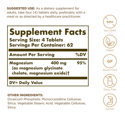Solgar Chelated Magnesium - 250 Tablets | Supports Nerve & Muscle Function