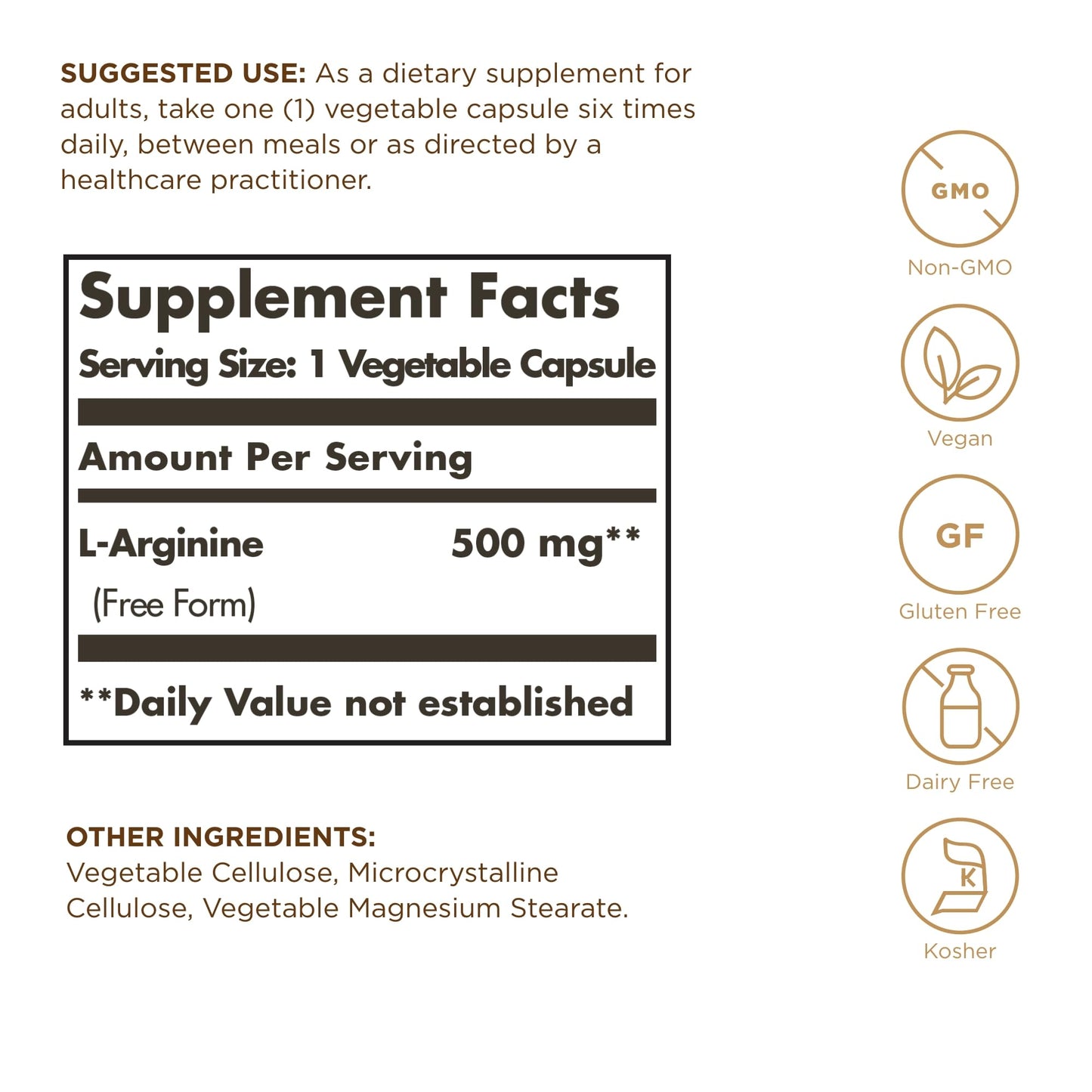 Solgar L-Arginine 500 mg – 100 Veg Capsules | Nitric Oxide Support