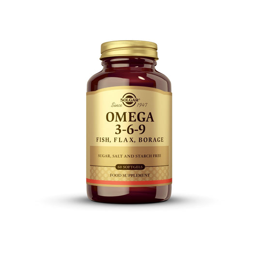 Solgar 1300 mg Omega 3-6-9-60 Softgels – Joint & Skin Health | Non-GMO, Gluten Free | 20 Servings