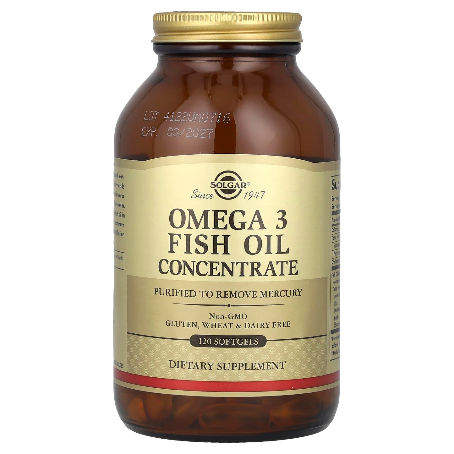 Solgar Omega-3 Fish Oil Concentrate • 120 Softgels • Joint & Metabolic Health • Gluten Free, Non-GMO, Dairy Free • 60 Servings