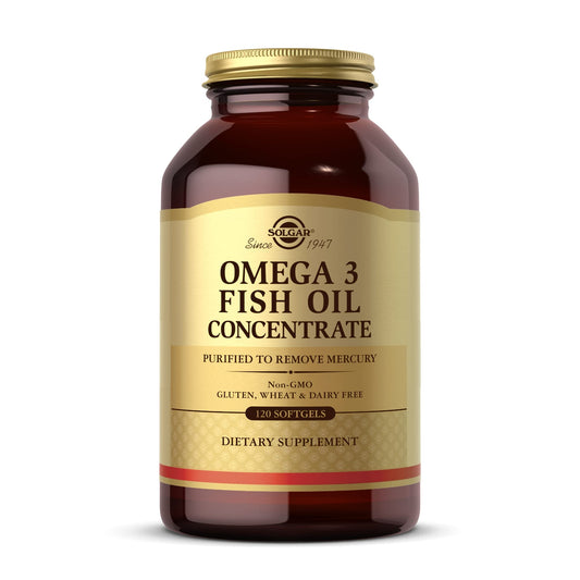 Solgar Omega-3 Fish Oil Concentrate • 120 Softgels • Joint & Metabolic Health • Gluten Free, Non-GMO, Dairy Free • 60 Servings