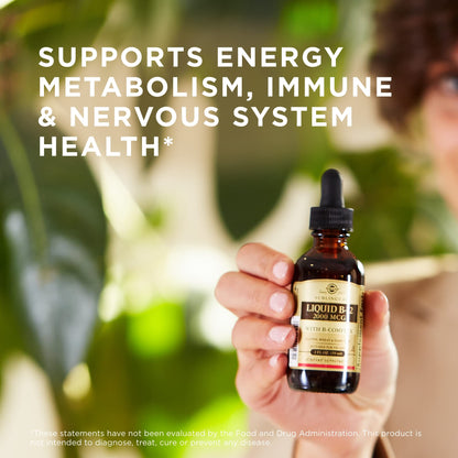 Solgar Sublingual Liquid B-12 with B-Complex - 2 fl oz | Energy, Immune & Nervous System Support | Vegan, Kosher & Gluten Free