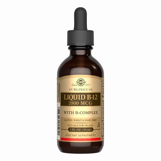 Solgar Sublingual Liquid B-12 with B-Complex - 2 fl oz | Energy, Immune & Nervous System Support | Vegan, Kosher & Gluten Free