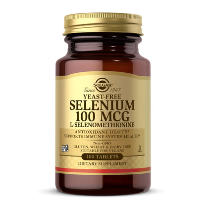 Solgar Yeast-Free Selenium 100 mcg - 100 Tablets | Antioxidant & Immune Support