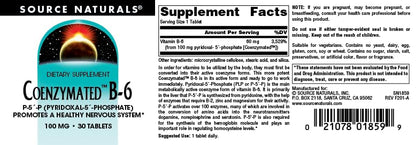 Source Naturals Coenzymated B-6 (P-5'-P) 100 mg - 30 Tablets