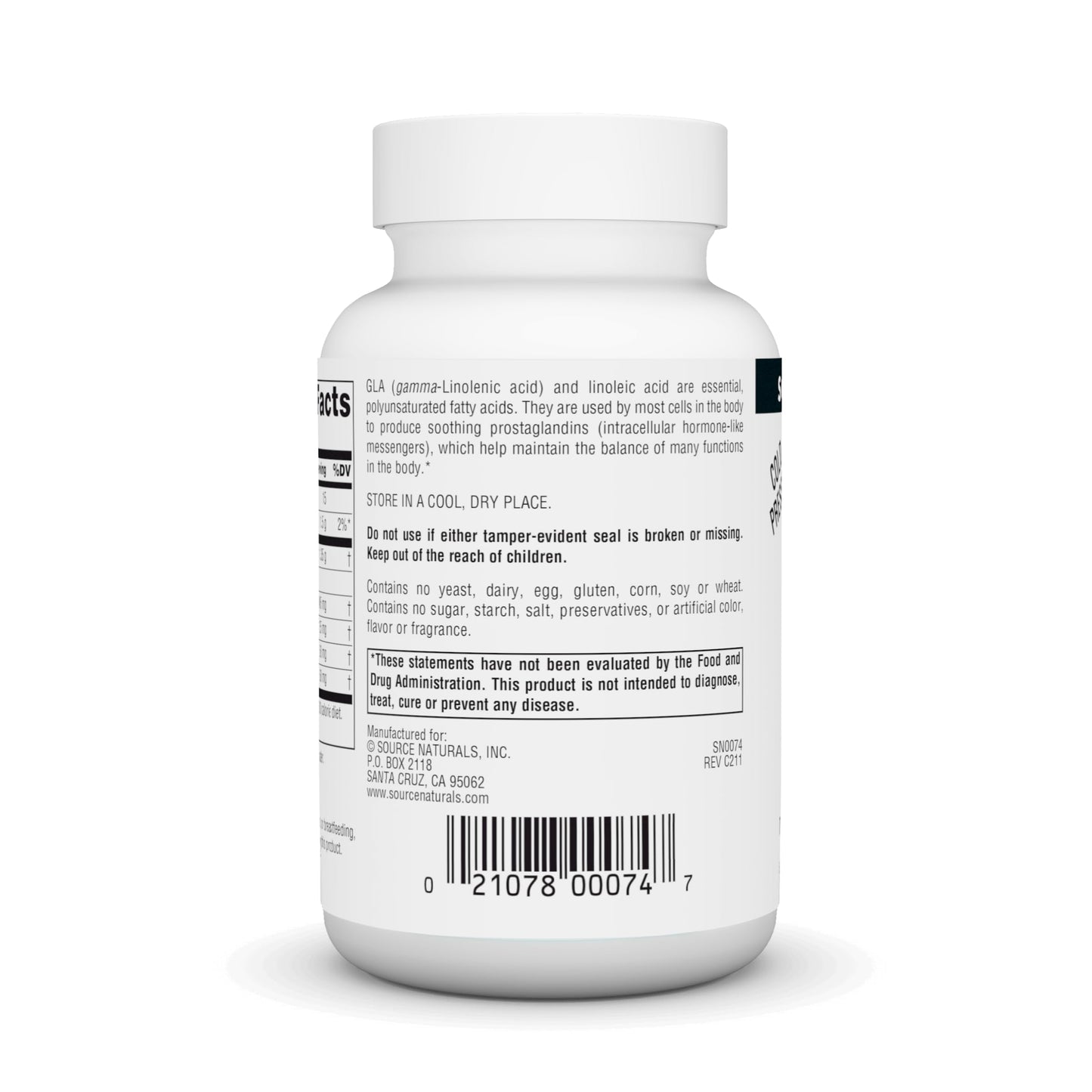 Source Naturals Evening Primrose Oil Hexane-Free 1350 mg | GLA 135 mg | Cold-Pressed | 30 Softgels