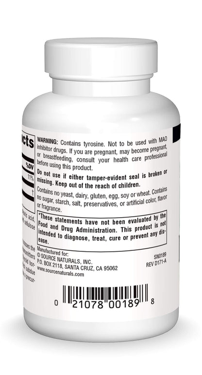 Source Naturals L-Tyrosine Free-Form Amino Acid Supplement - 50 Tablets