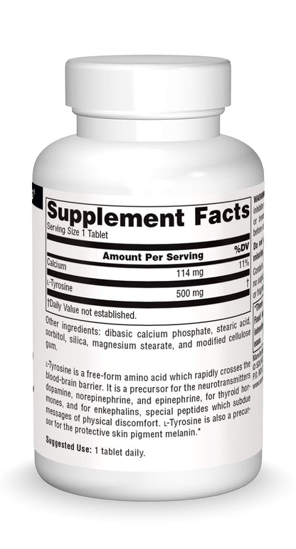 Source Naturals L-Tyrosine Free-Form Amino Acid Supplement - 50 Tablets