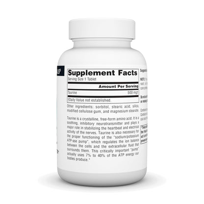 Source Naturals Taurine 500 mg Tabs - Calming Neurotransmitter, 120 ct