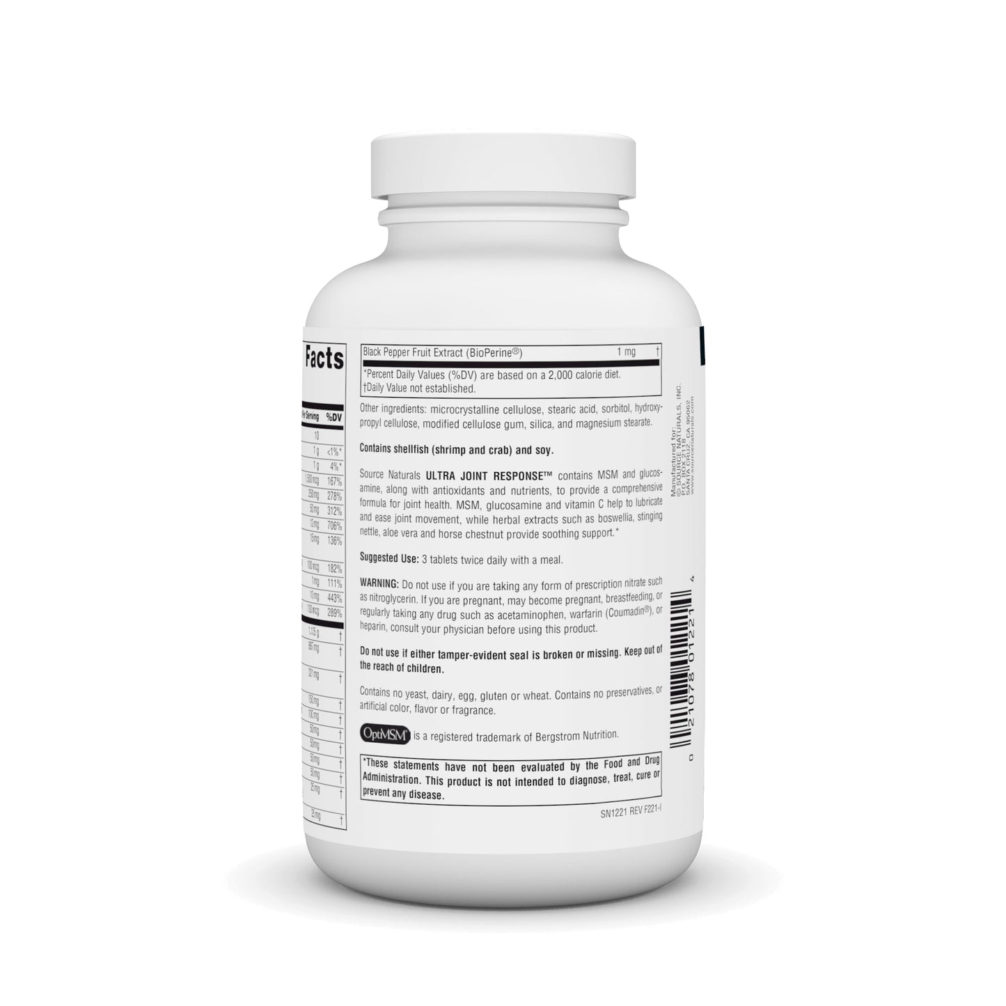 Source Naturals Ultra Joint Response - Glucosamine & MSM - 180 Tablets