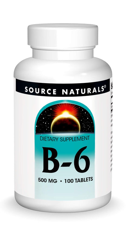 Source Naturals Vitamin B-6 500 mg – Immune System Support, 100 Tablets | Timed Release