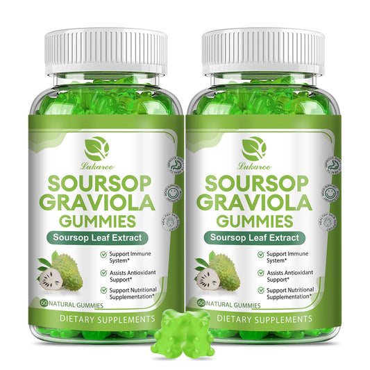 (2 Pack) Soursop Graviola Gummies - Vitamin C, Zinc & Natural Soursop Leaves (120 Gummies)