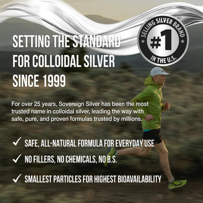 Sovereign Silver Immune Support - Colloidal Silver Hydrosol, 10 ppm, 32 oz