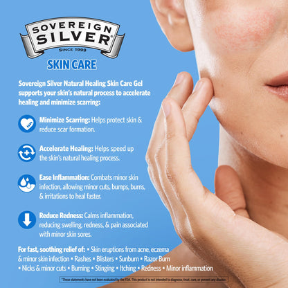 Sovereign Silver Natural Healing Gel - Skin Care for Healing, Redness Reduction, Acne Scar Support | 1oz