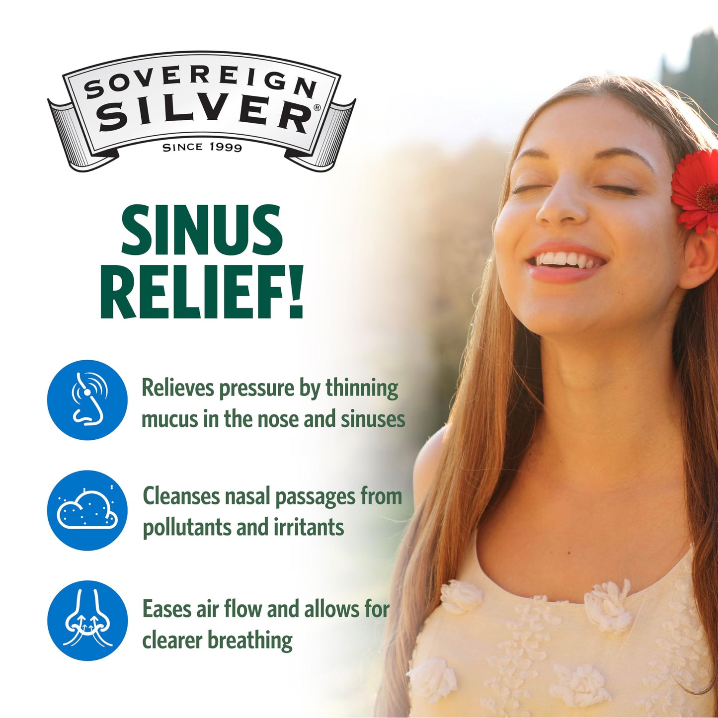 Sovereign Silver Natural Nasal Spray (10 ppm) - Drug-Free Colloidal Silver for Nasal Comfort & Immune Support, Adults & Kids, 1 fl oz