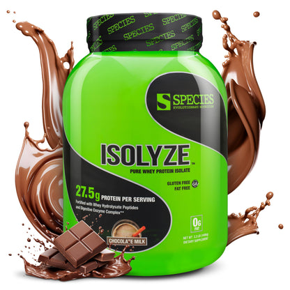 Species Nutrition Isolyze Whey Protein Isolate – 27.5g Protein per Scoop, No Sugar, Low Fat, Chocolate Milk, 44 Servings