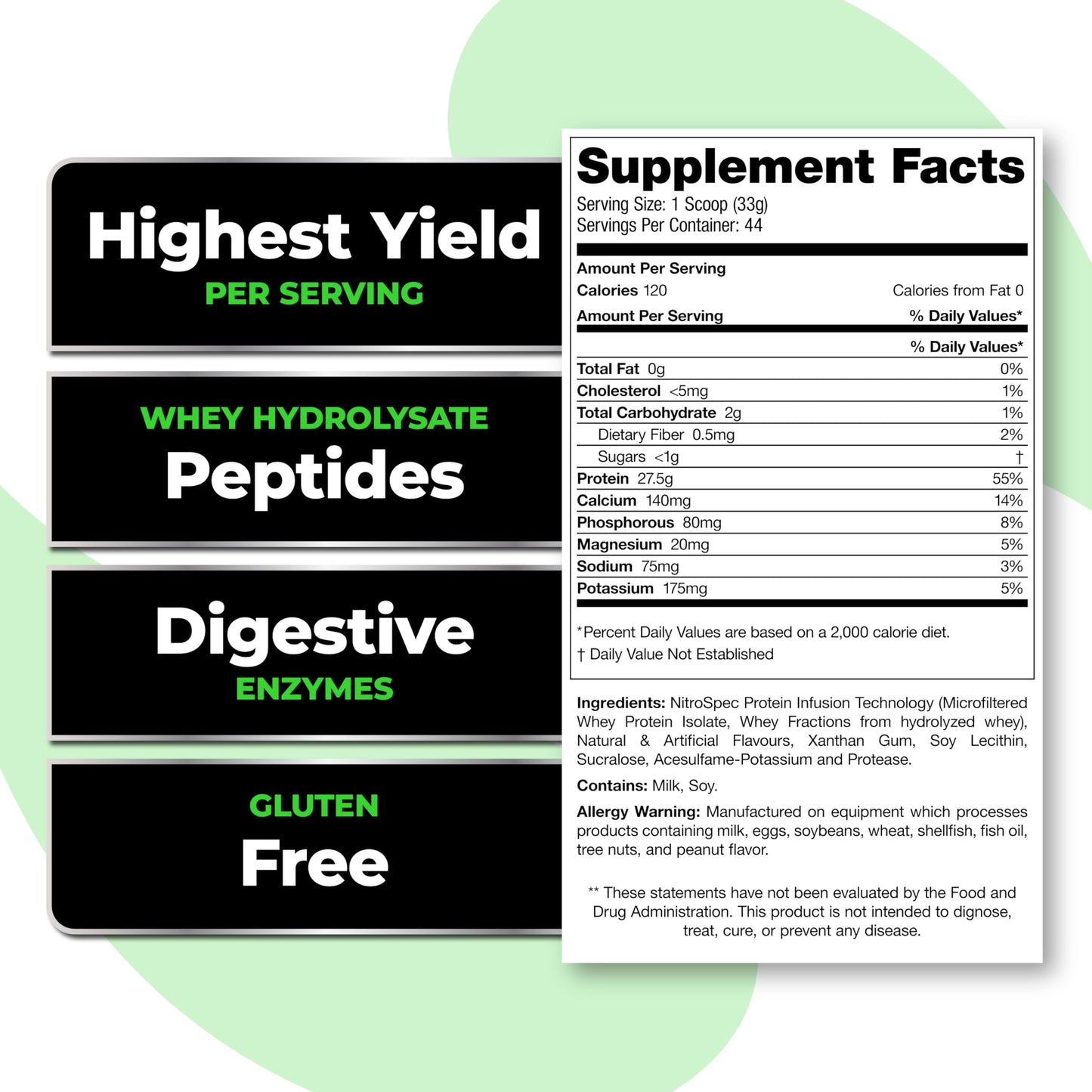 Species Nutrition Isolyze Whey Protein Isolate – 27.5g Protein per Scoop, No Sugar, Low Fat, Chocolate Milk, 44 Servings