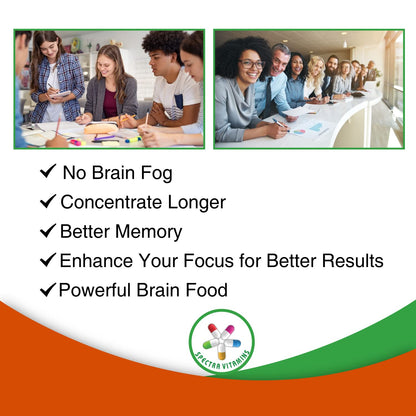 Spectra Vitamins Brain Power – Focus, Memory & Alertness Nootropics | Ginkgo Biloba & Gotu Kola | 60 Capsules