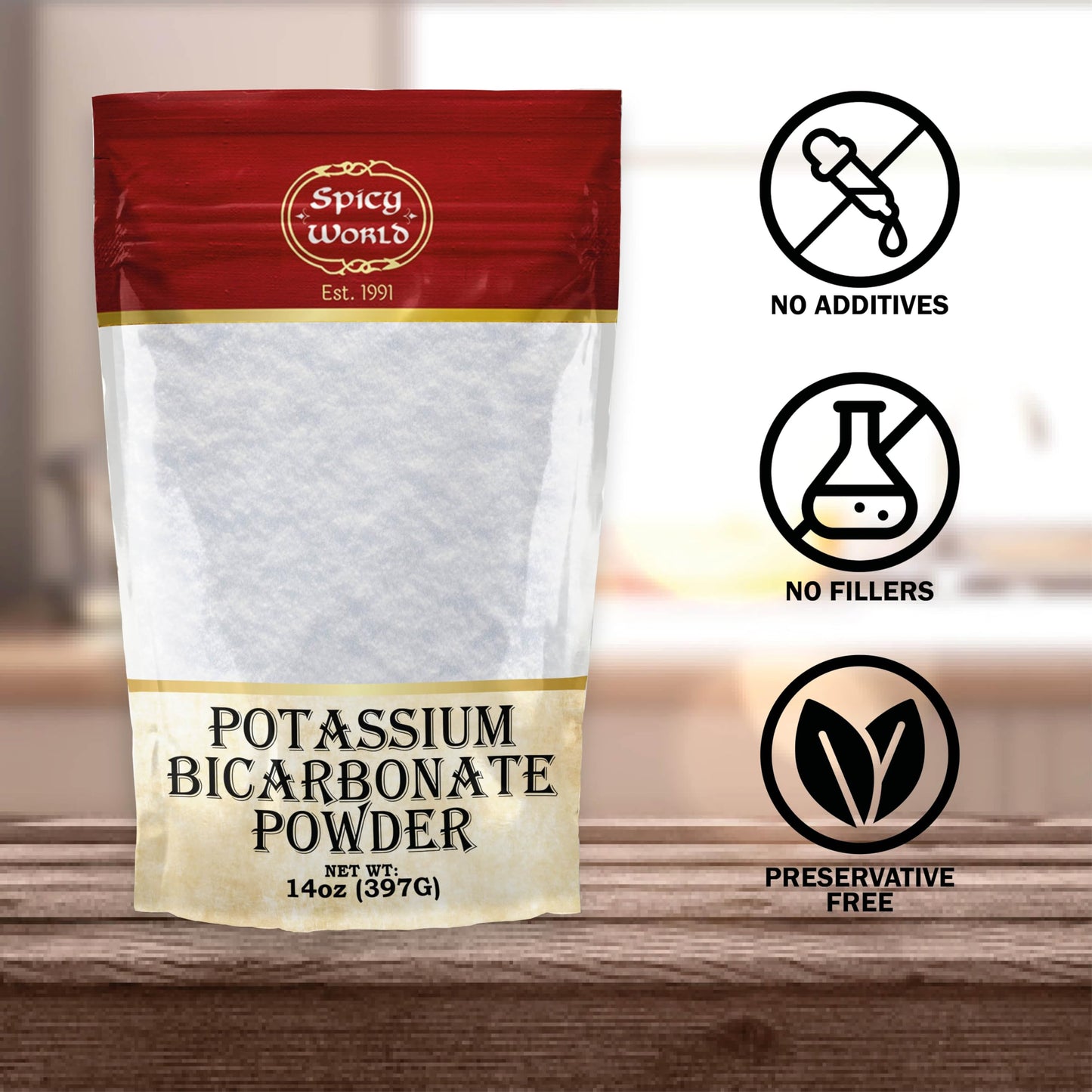 Spicy World Potassium Bicarbonate Powder 14oz - Pure, Food Safe, Leavening