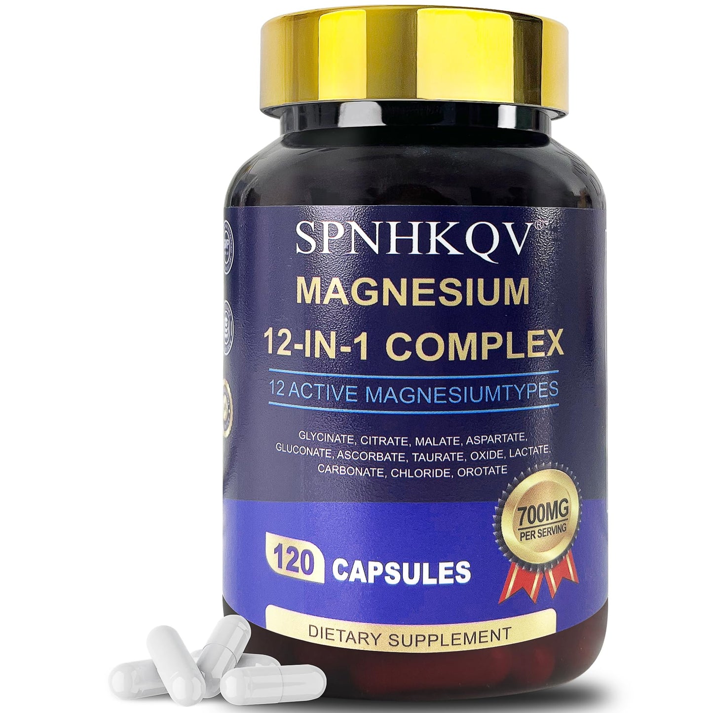SPNHKQV Magnesium 12-in-1 Complex – 700mg High Absorption Magnesium Glycinate (120 Vegan Capsules)