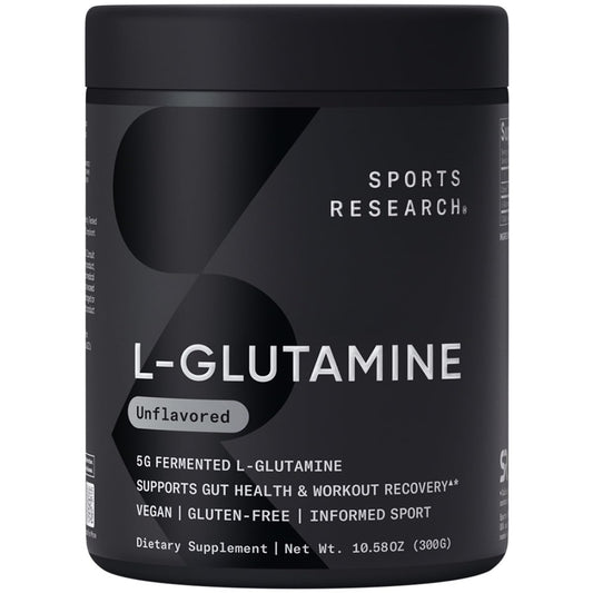 Sports Research L-Glutamine - 5 g Per Serving | Workout Recovery, Gut & Immune Health - 10.58 oz