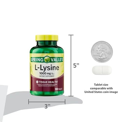 Spring Valley L-Lysine 1000 mg – 100 Tablets | Immune Support