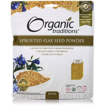 Sprouted Golden Flax – Organic Traditions 8 oz Bag