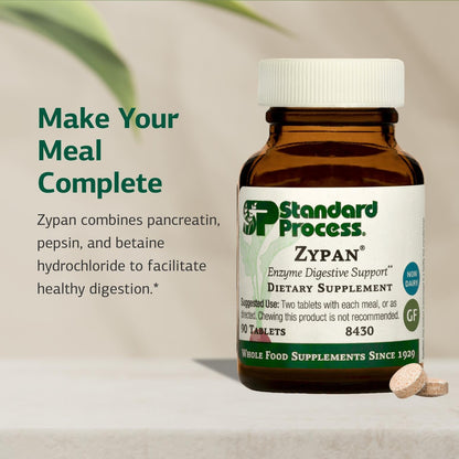 Standard Process Zypan - Digestive Health Support with Pancreatin, Pepsin & Betaine HCl | 90 Tablets
