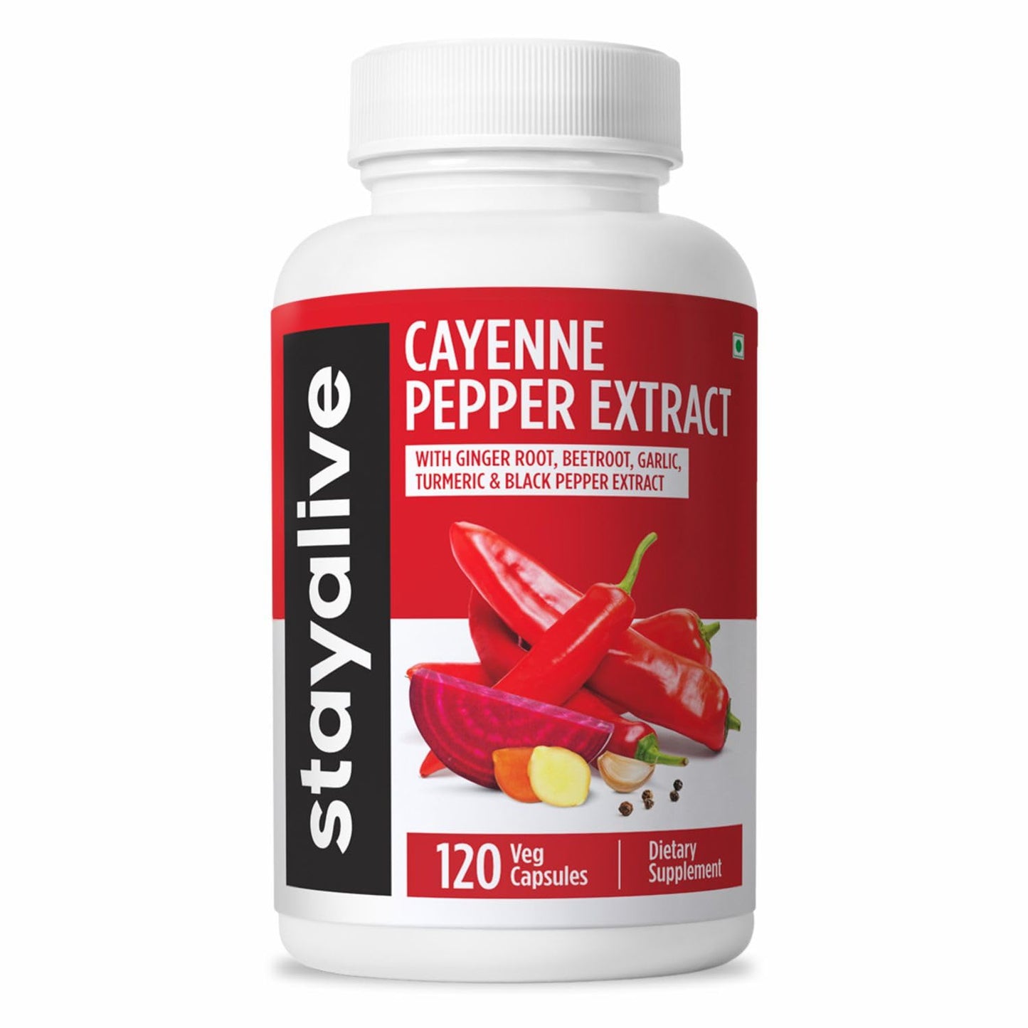 STAY ALIVE Cayenne Pepper Capsules 960mg – Immune & Cardiovascular Support (120 Caps)