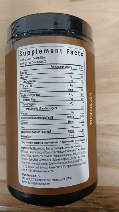 Stemcoa NCR1 – Collagen Powder with Salted Caramel, Cocoa & Resveratrol (Non-GMO, Gluten Free, Keto)