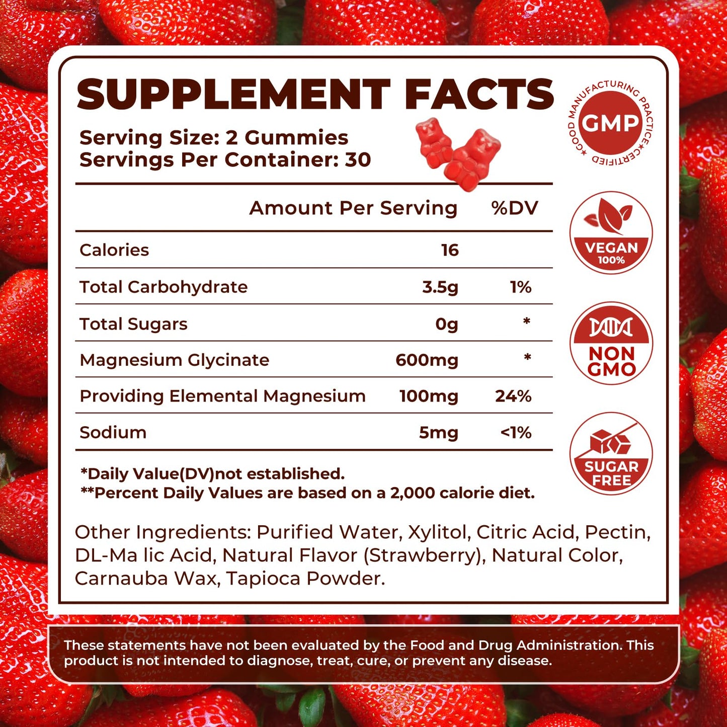 Magnesium Glycinate Gummies 600mg – Sugar Free, High Absorption