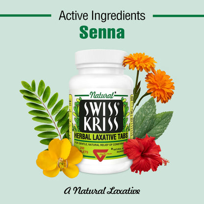 Swiss Kriss Herbal Laxative Tablets | Natural Senna Formula for Occasional Constipation, 250 Tablets
