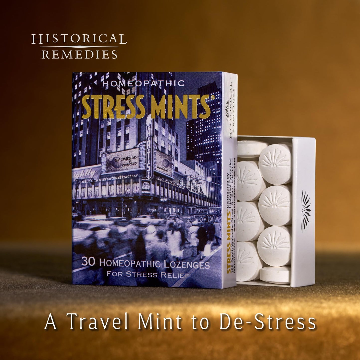 Historical Remedies Stress Mints (1 Pack) - Homeopathic Lozenges for Stress & Digestion | Organic Peppermint, Vegan & Gluten-Free