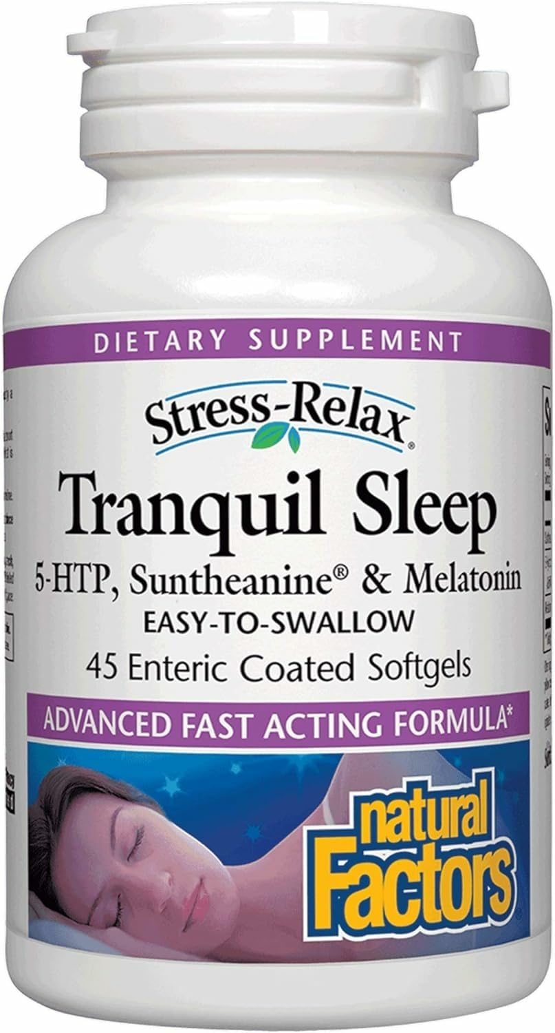 Stress-Relax Tranquil Sleep by Natural Factors – Suntheanine L-Theanine Sleep Aid, 45 Softgels