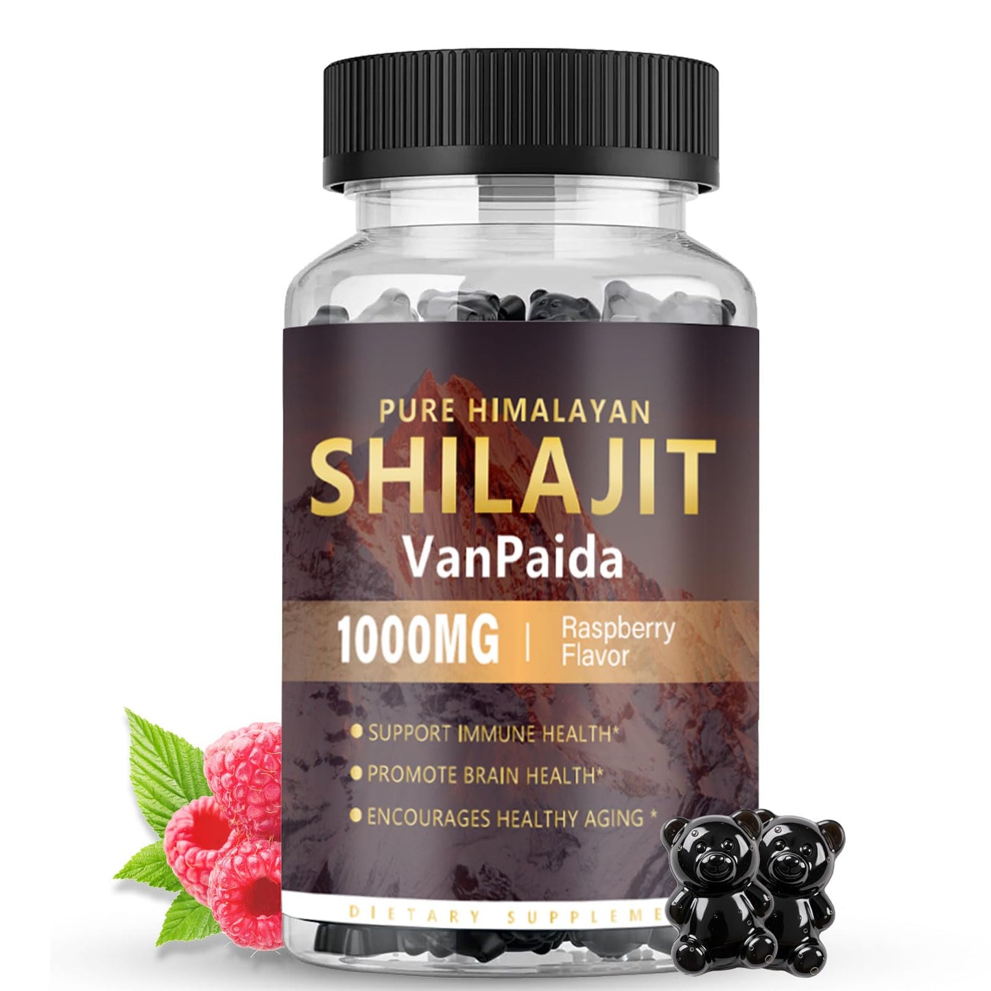 Sugar Free Shilajit Gummies - Energy, Brain & Immune Support | 85 Minerals & Ashwagandha | Raspberry