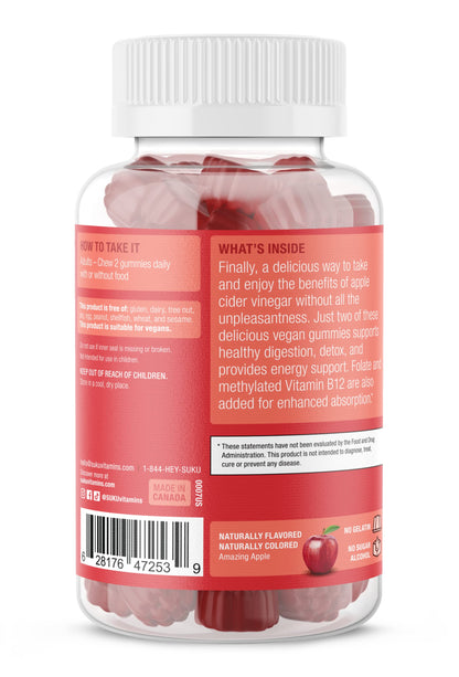 SUKU Appley Ever After Gummies – ACV with B12 & Folate – 50 Count