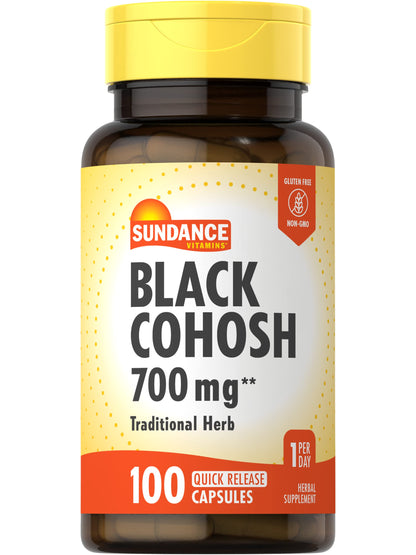 Sundance Black Cohosh 700mg – 100 Quick Release Capsules | Non-GMO, Gluten Free