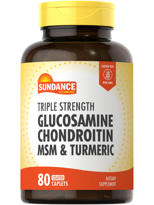 Sundance Glucosamine Chondroitin with MSM & Turmeric – Triple Strength, 80 Caplets