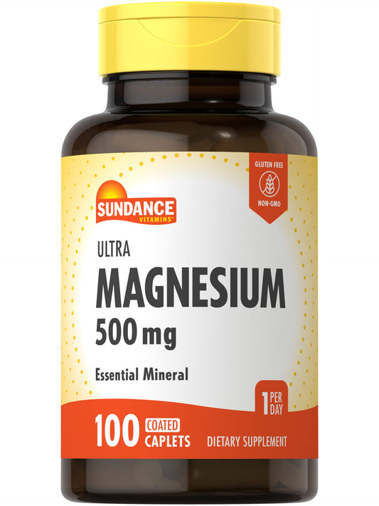 Sundance Magnesium 500mg Oxide – 100 Coated Caplets | Vegetarian, Non-GMO, Gluten Free