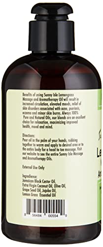 Sunny Isle Lemon Grass Massage & Aromatherapy Oil - Brown, 8 Fluid Ounce