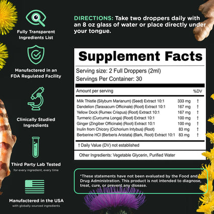 SuperBonsai Super Liver Support with Milk Thistle – All-Natural Liquid Liver Health Supplement (3-Pack)