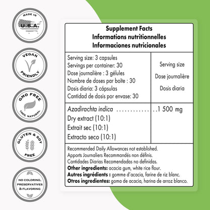 Supersmart Neem Extract 1500mg Daily | Azadirachta Indica Oil | Non-GMO & Gluten Free