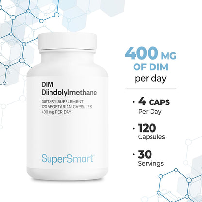 Supersmart DIM 400mg Daily – Non-GMO, Gluten Free, 120 Veg Caps