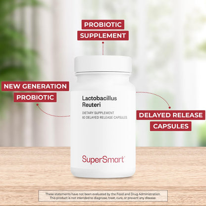 Supersmart Lactobacillus Reuteri 5 Billion CFU Daily Probiotic | Non-GMO & Gluten Free | 60 Capsules