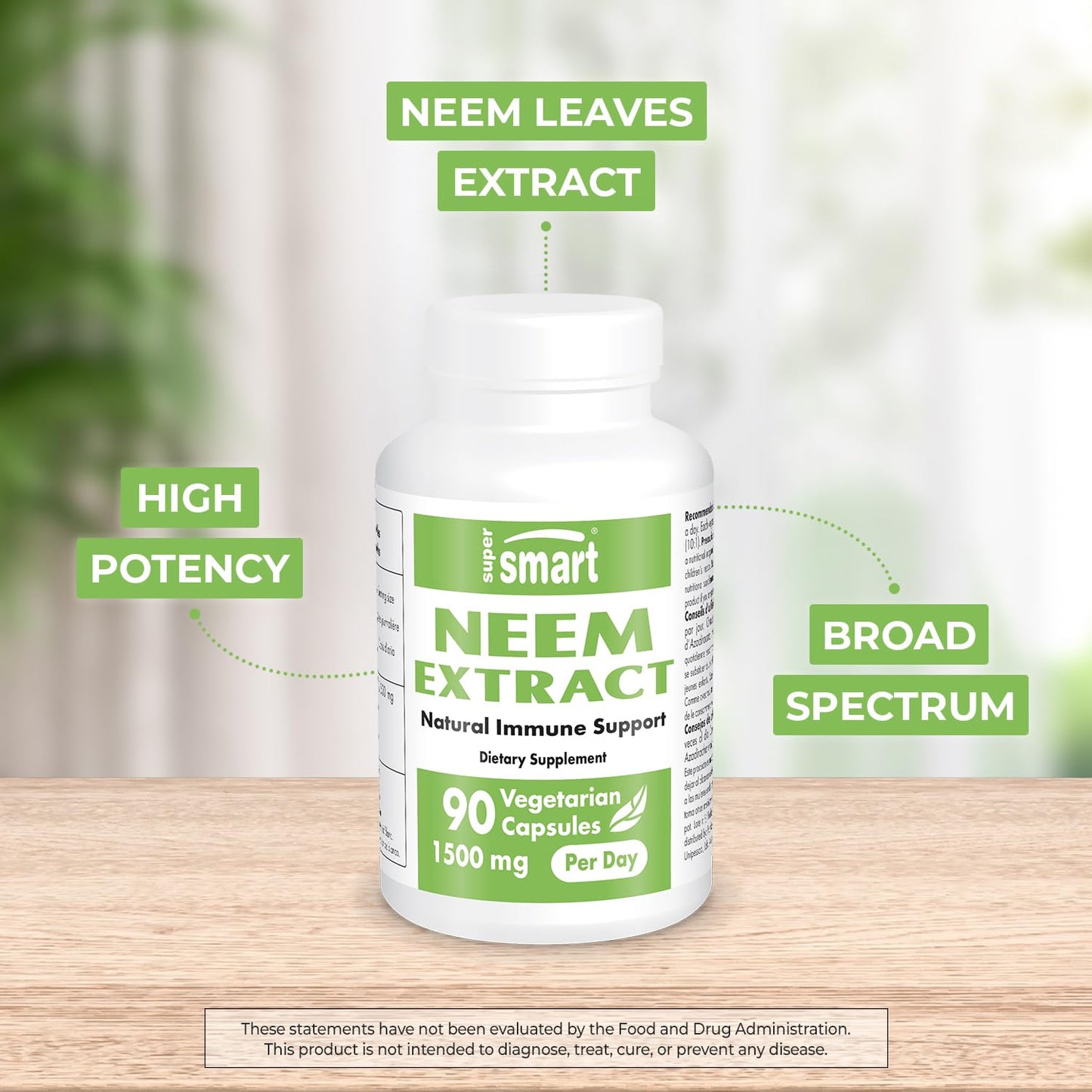 Supersmart Neem Extract 1500mg Daily | Azadirachta Indica Oil | Non-GMO & Gluten Free