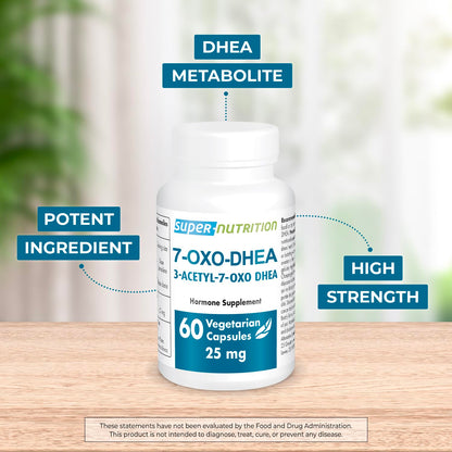 Supersmart 7-OXO DHEA 25mg - 60 Vegetarian Capsules | Non-GMO & Gluten Free